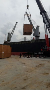 Vận chuyển toàn bộ thiết bị nhà máy Shinheung (Đồng Nai) từ cảng Tp. HCM về đến công trường nhà máy, Long Thành, Đồng Nai.