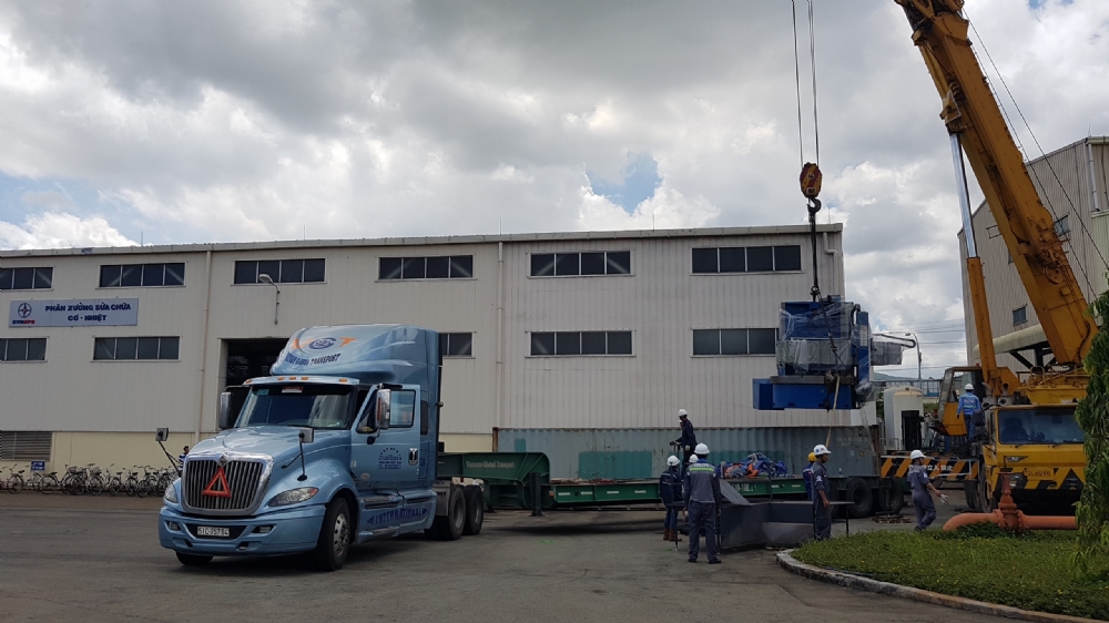 Tiếp nhận vận chuyển và bàn giao 06 máy tiện vạn năng từ nhà máy nhiệt điện Mông Dương vào nhiệt điện Phú Mỹ, Bà Rịa - Vũng Tàu.