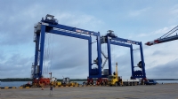 Vận chuyển di dời 02 cần cẩu giàn container RTG (Mitsui) từ cảng Quốc tế nước sâu Tân Cảng Cái Mép Thị Vãi, BRVT về Tân Cảng Cát Lái, Quận 2, Tp HCM.